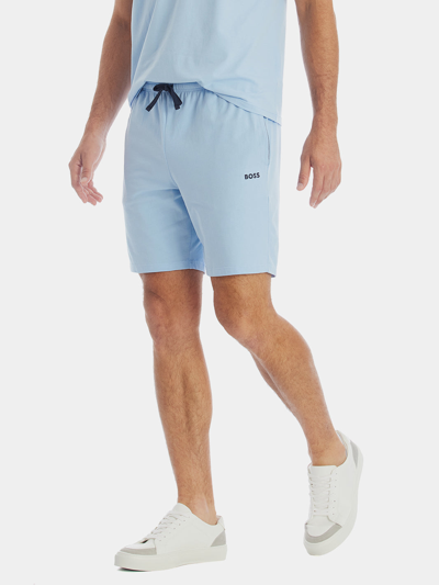 Hugo Boss Blue Logo Stretch-cotton Shorts In Light Blue