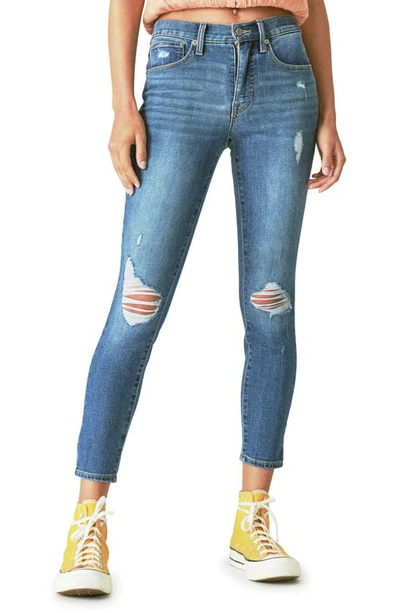Lucky Brand Bridgette Distressed High Waist Ankle Crop Skinny Jeans In Finchley Road