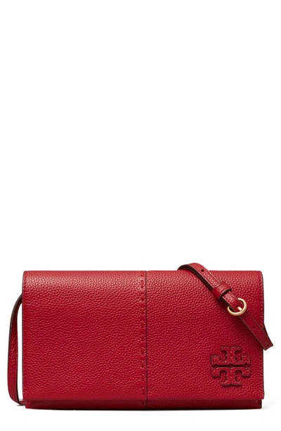 Tory Burch Mcgraw Leather Wallet Crossbody In Tory Red