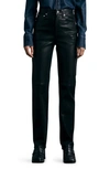 Rag & Bone Icons High Waist Ankle Cigarette Leather Pants In Black