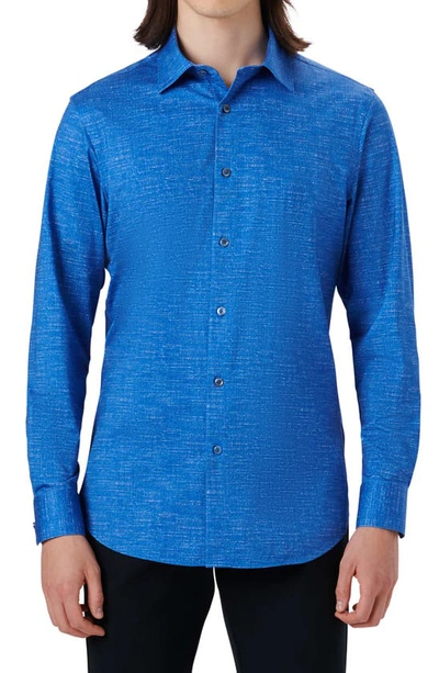 Bugatchi Men's James Ooohcotton Sport Shirt - Chambray Print In Classic-blue