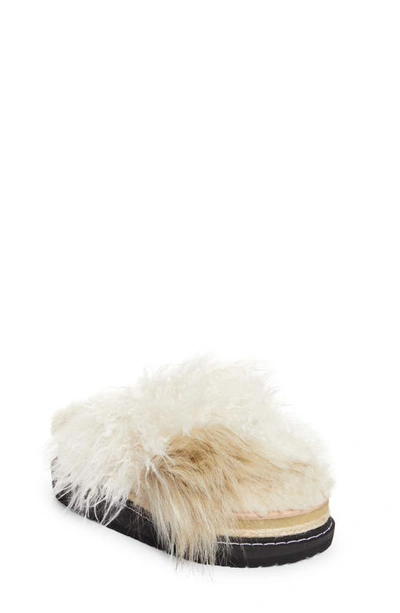 Sacai Mixed Faux Fur Sandal In Off White