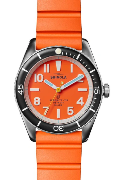 Shinola Men's Duck 3h Rubber-strap Watch In Safety Orange
