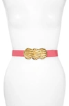Raina Sally Shell Clasp Leather Belt In Pink