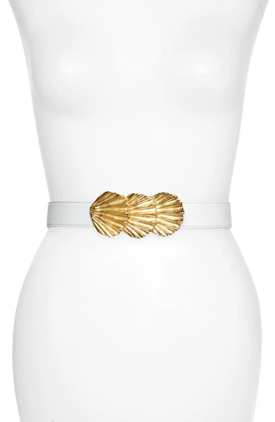 Raina Sally Shell Clasp Leather Belt In White