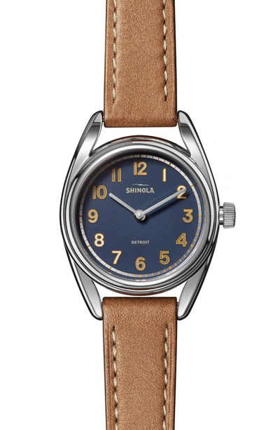Shinola Derby Leather Strap Watch, 30.5mm In Cadet Blue