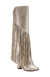 Jessica Simpson Asire Fringe Knee High Boot In Champagne