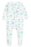 1212 Babies' The Organic Fitted Organic Cotton One-piece Pajamas In Neon Dinos
