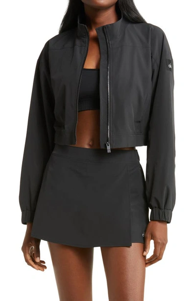 Alo Yoga Alumni Crop Quarter Zip Jacket In Black | ModeSens