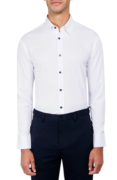 Wrk Slim Fit Solid White Stretch Performance Dress Shirt