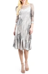 Komarov Charmeuse & Lace Dress In Antique Leaf