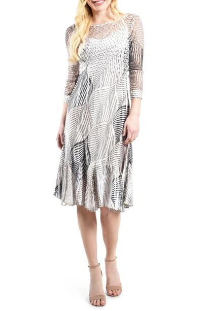 Komarov Charmeuse & Lace Dress In Antique Leaf