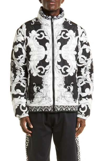Versace Reversible Two-tone Bomber Jacket In Black White