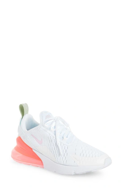 Nike Air Max 270 Big Kids' Shoes In White/pink Foam/summit White/honeydew