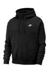 Nike Black Fleece Sportswear Club Full-zip Hoodie In Black/black/white
