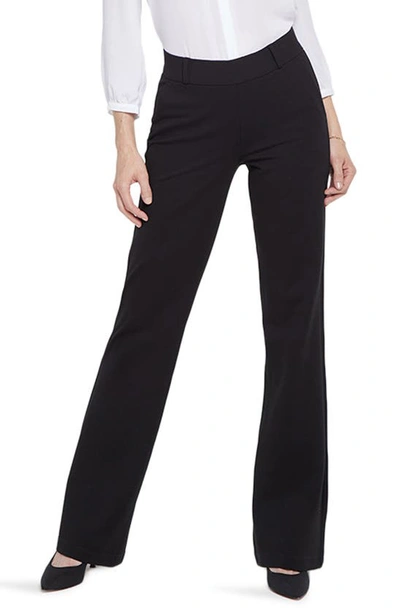 Nydj Pull-on Flare Leg Ponte Knit Trousers In Black