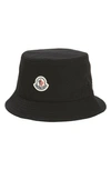 Moncler Wide Brim Nylon Bucket Hat In Black