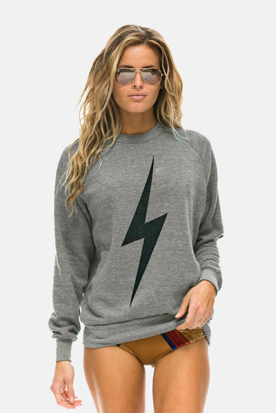 Aviator Nation Bolt Chevron Sweatshirt In Heather/neon Stripe