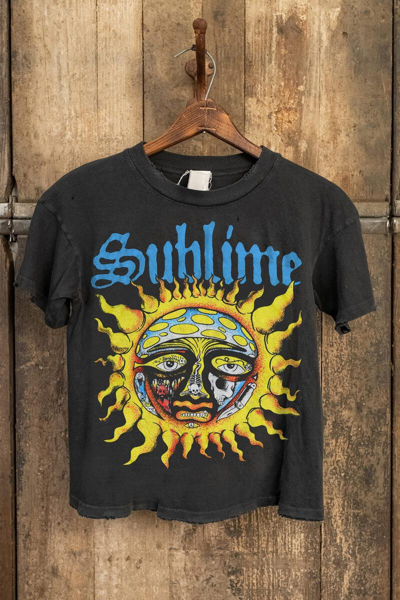 Madeworn Sublime 40oz To Freedom Crop T-shirt Coal Pigment In Black