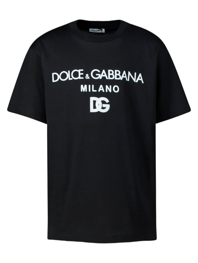 Dolce & Gabbana Black T-shirt For Kids With Logos