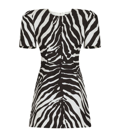 Dolce & Gabbana Zebra-print Short-sleeve Dress In Monochrome