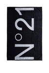 N°21 Black Terry Beach Towel With Maxi-logo In Black