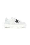 MM6 MAISON MARGIELA WHITE LEATHER LOW-TOP SNEAKERS WITH ELASTICIZED LOGO BAND