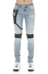 CULT OF INDIVIDUALITY PUNK SUPER SKINNY JEANS WITH STUDDED LEG HARNESS
