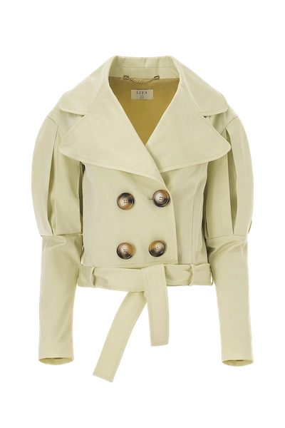 Lita Couture Statement Jacket With Oversized Lapels In Yellow