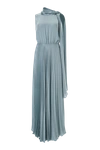LITA COUTURE PLEATED DRESS IN LIGHT BLUE WITH TIE