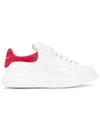 Alexander Mcqueen Suede-trimmed Leather Exaggerated-sole Sneakers In White Red