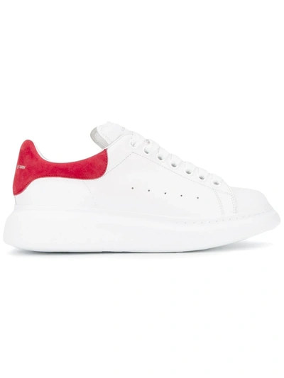 Alexander Mcqueen Suede-trimmed Leather Exaggerated-sole Sneakers In Red