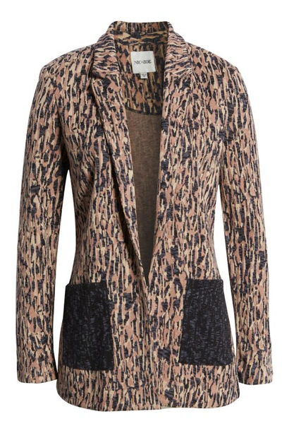 Nic + Zoe Petite Bark Mix Intarsia Open-front Blazer In Beige