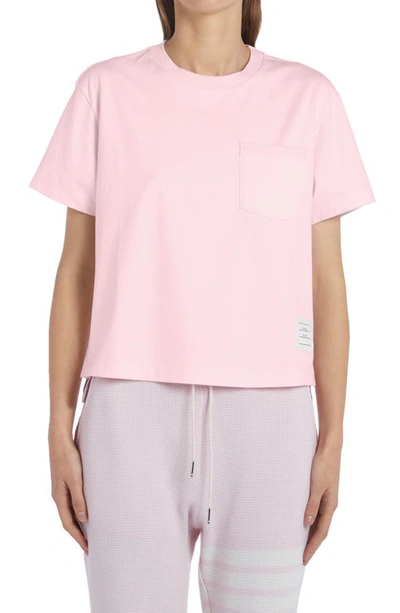 Thom Browne Medium Weight Cotton Jersey Boxy Pocket Tee In Light Pink