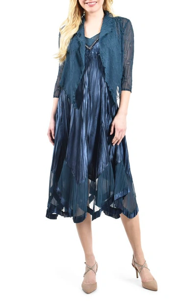 Komarov Two-piece Charmeuse & Chiffon Midi Dress & Jacket Set In  Mediterranean | ModeSens