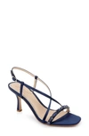 Jewel Badgley Mischka Alexis Womens Embellished Satin Slingback Sandals In Navy
