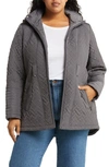 Gallery Quilted Jacket With Removable Hood In Asphalt