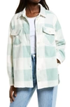 Thread & Supply Plaid Polar Fleece Shacket In Mint Check