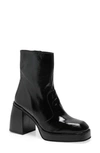 Free People Ruby Shine Womens Patent Leather Block Heel Ankle Boots In Black Patent