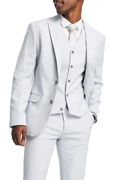 Asos Design Wedding Super Skinny Suit Jacket In Ice Gray Micro Texture-grey In Mid Blue