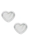 Mignonette Sterling Silver Heart Stud Earrings In Silver