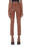 MOTHER THE DAZZLER FAUX LEATHER ANKLE STRAIGHT LEG PANTS