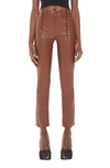 Mother The Dazzler Mid-rise Slim Cropped Faux-leather Ankle Jeans In Friar Brown