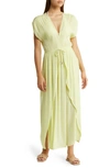 Elan Wrap Maxi Cover-up Dress In Limon