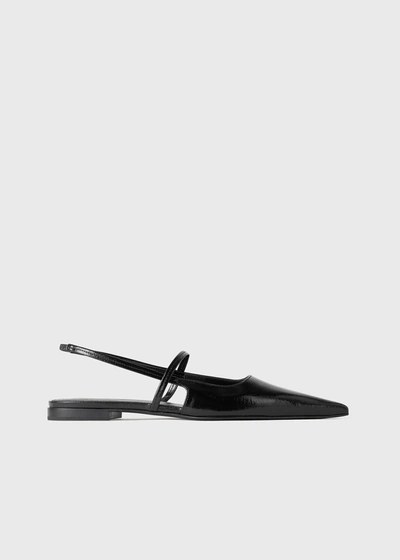 TOTÊME SHARP PATENT SLINGBACK FLATS BLACK