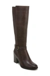 Naturalizer Kalona Wide Calf High Shaft Boots Women's Shoes In Dark Brown Smooth Synthetic