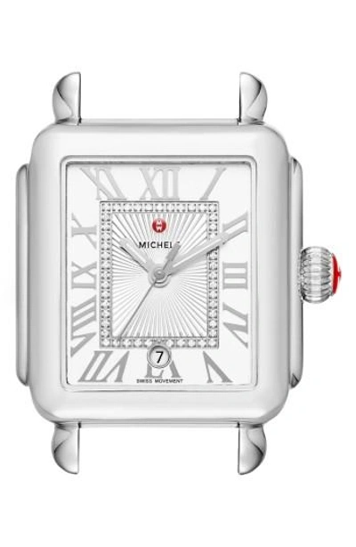 Michele Deco Madison Mid Diamond Dial Watch Head, 29mm X 31mm In Silver