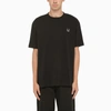 FRED PERRY BLACK COTTON T-SHIRT WITH PRINT ON THE BACK,SM3106-42CO/K_FREDP-102_323-M