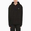 FRED PERRY BLACK COTTON HOODIE WITH HOOD