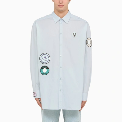 Fred Perry Light Blue Shirt In Cotton Poplin